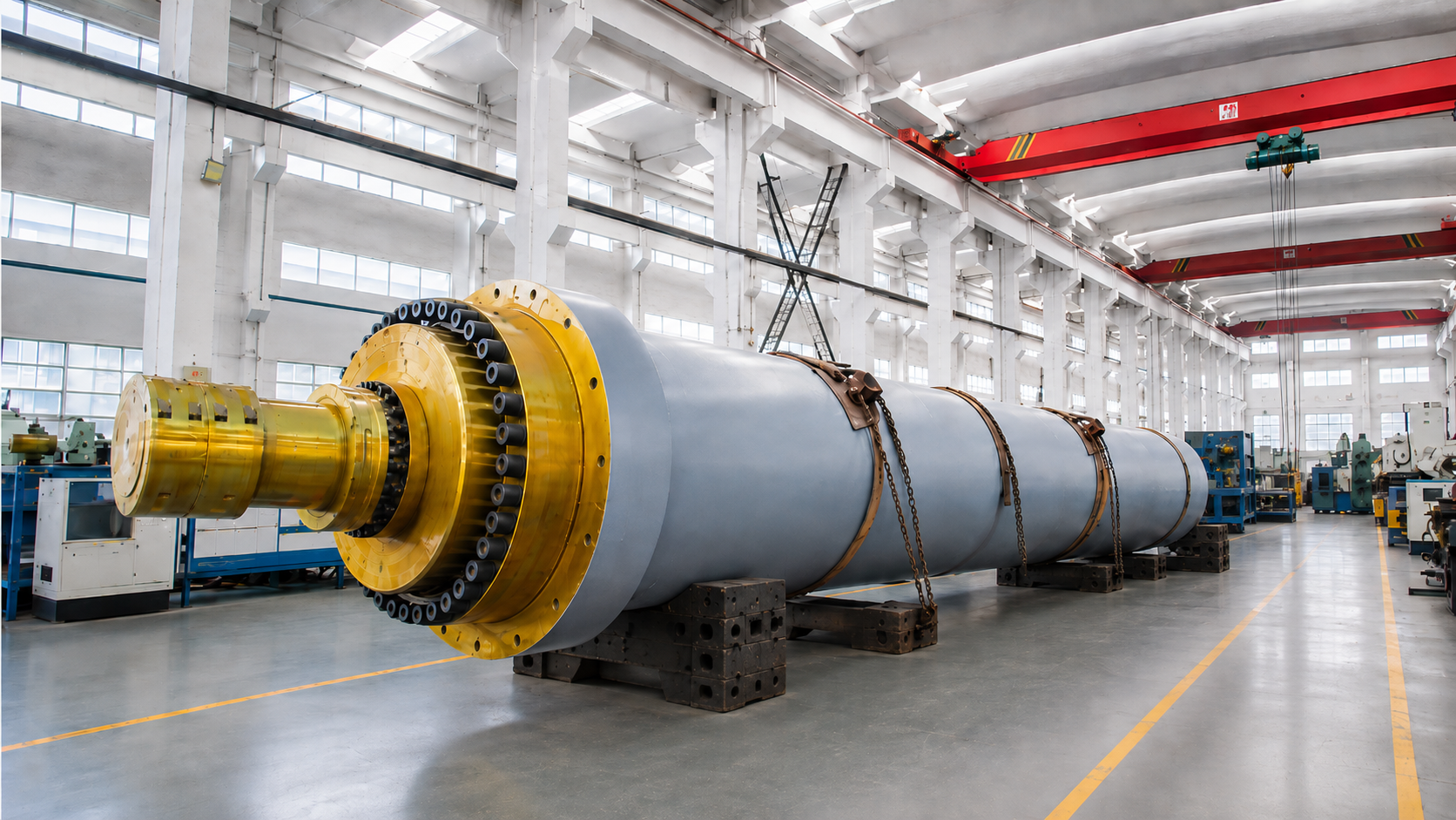 Large hydraulic cylinder in the Juding workshop