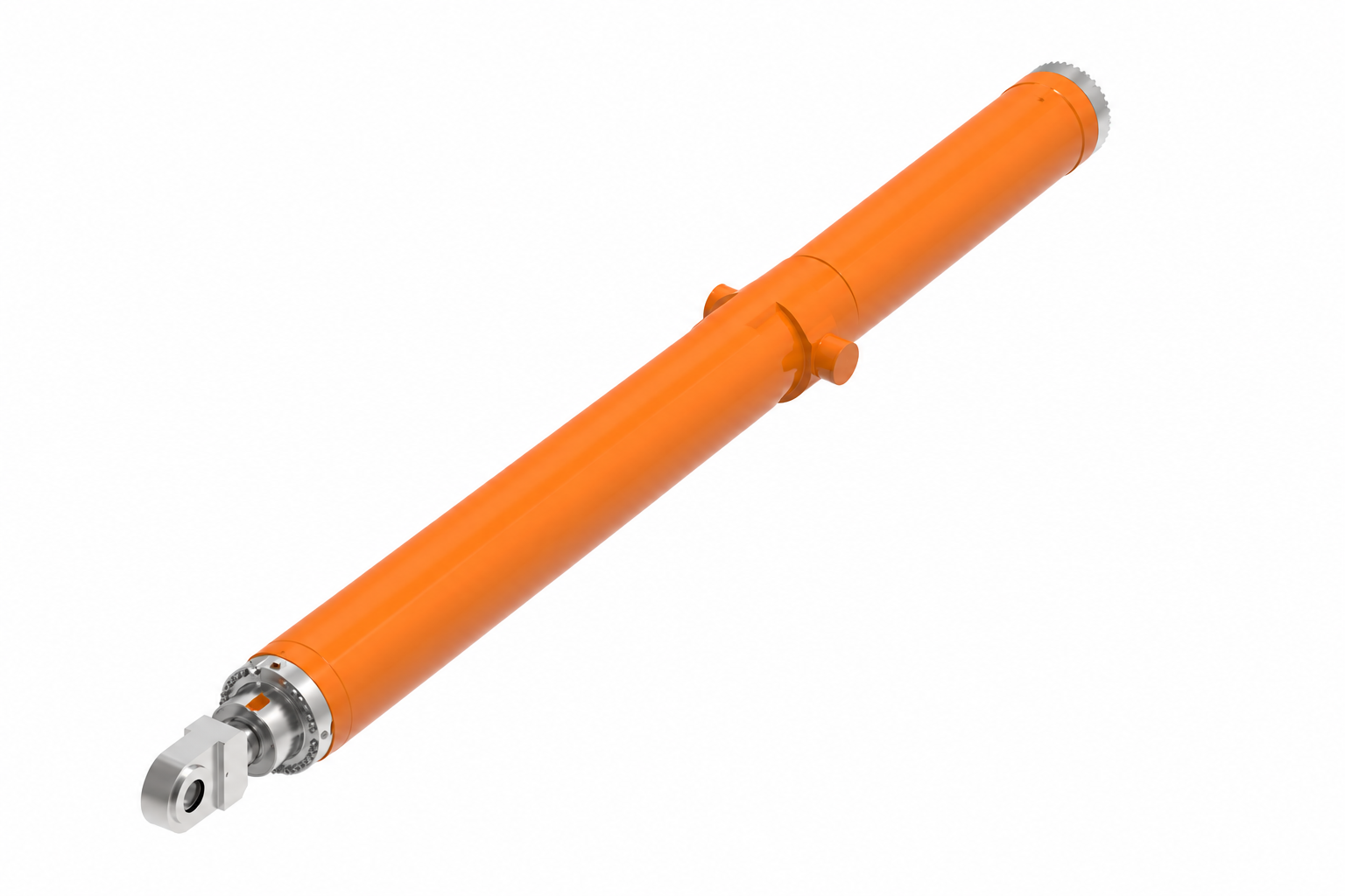 Orange large hydraulic cylinder