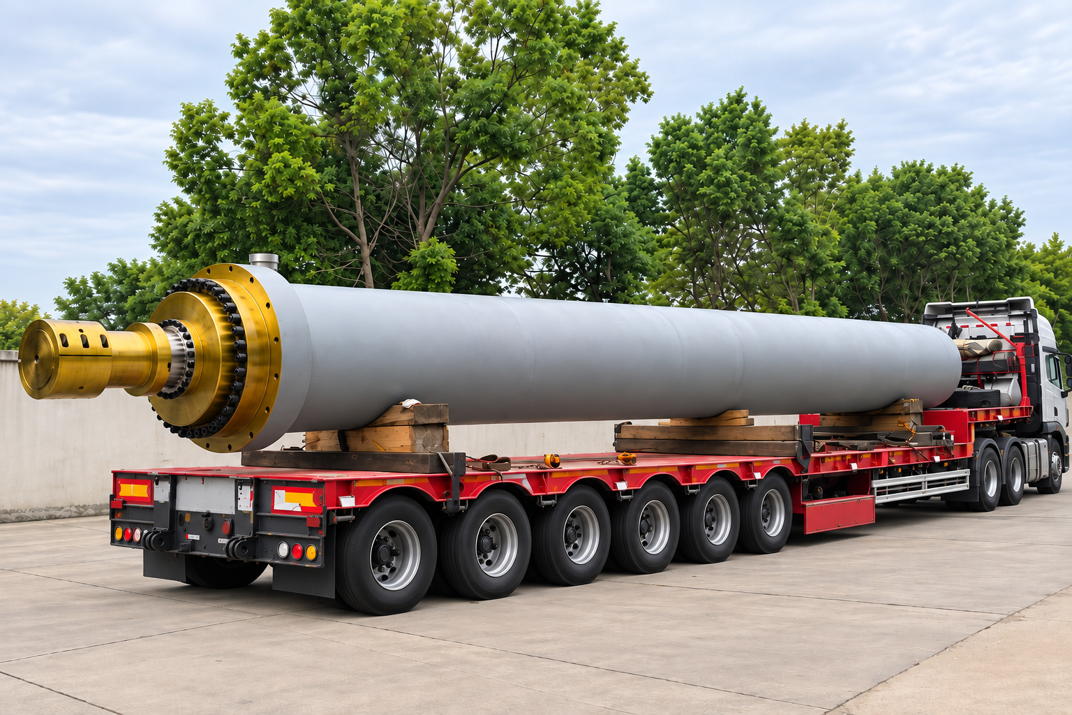 Heavy-duty transport of an industrial shaft